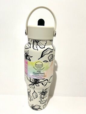 The Flowtrail Mayim  Floral White Insulated Water Bottle